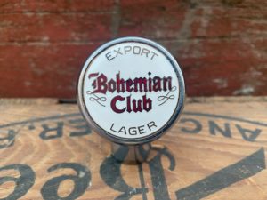 Bohemian Club export lager Ball Tap knob Robbins company Attleboro