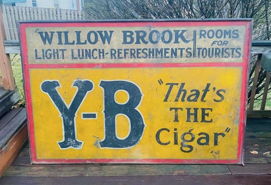 Y-B Cigar Hotel Sign Yocum Brothers Cigar Company Reading Willow Brook Hotel Kutztown