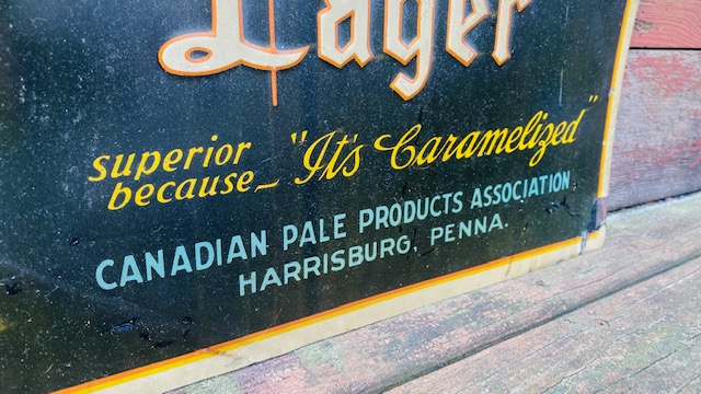 Canadian pale lager sign Graupner brewing company Harrisburg