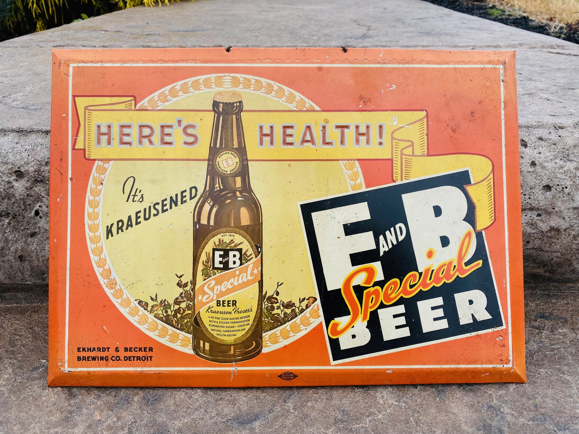 E&B Special Beer Sign Bastian Brothers Company Ekhardt Becker Brewing Company Detroit