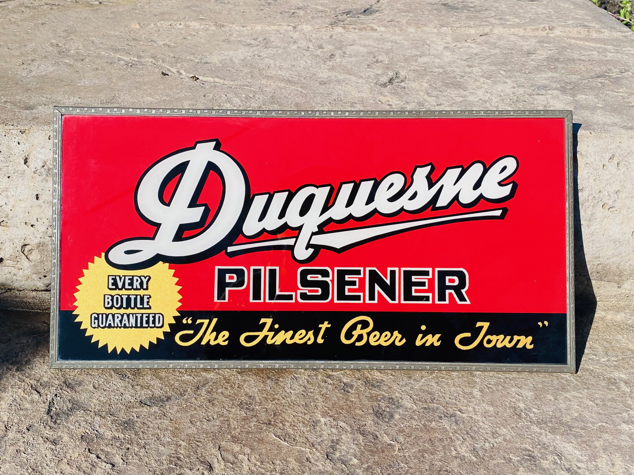 Duquesne Pilsener Beer Glass Sign Zentner Company Beaver