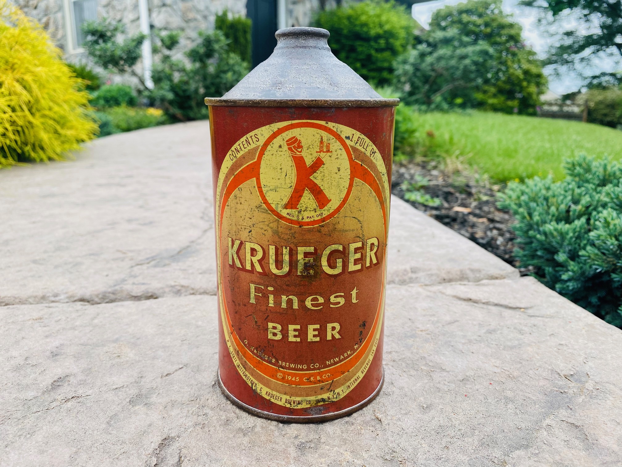 Krueger Beer Quart Cone Top Can Newark Continental Can Company