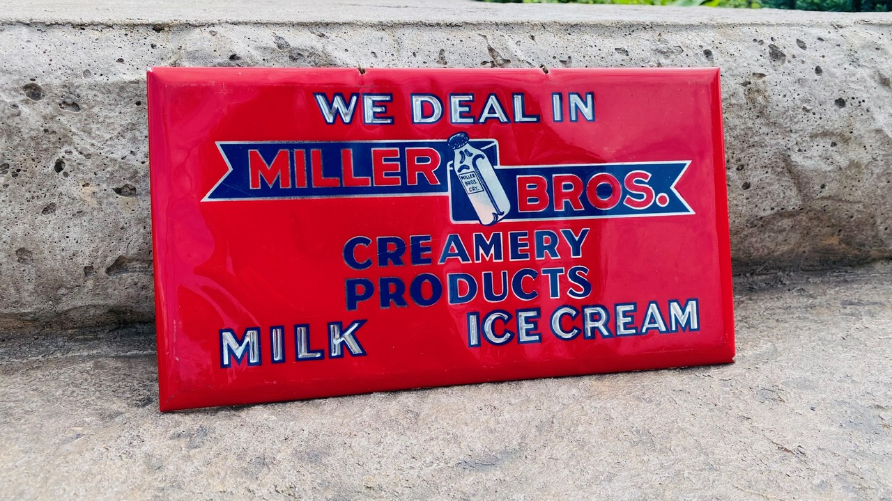 miller brothers creamery products milk ice cream sign Bastian Brothers Company Rochester