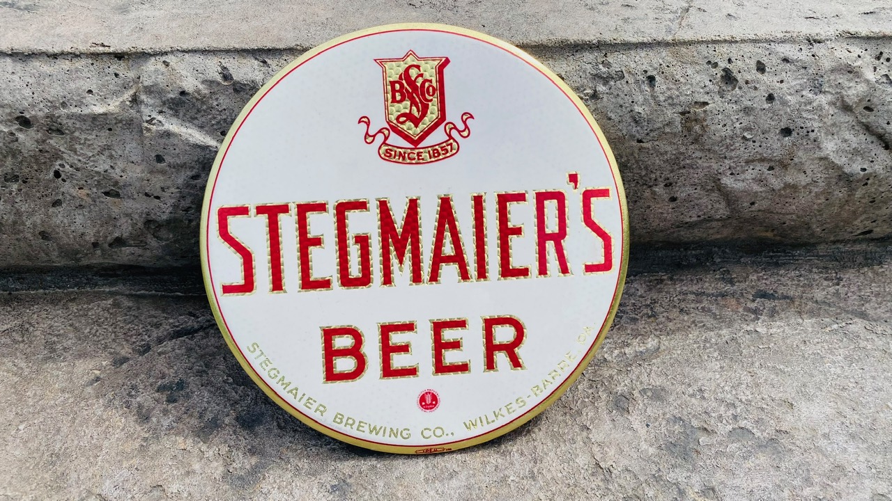 Stegmaier beer button sign Bastian Brothers Company Rochester