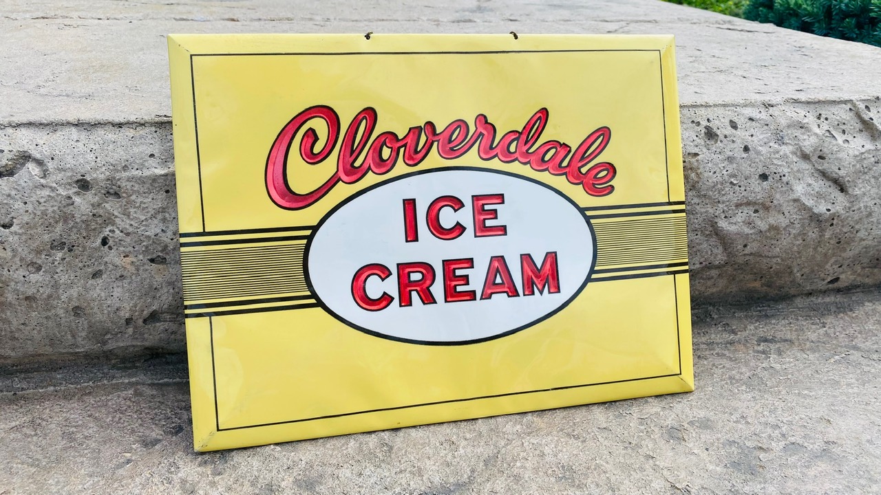 Cloverdale ice cream sign Bastian Brothers Company Rochester creamery Fremont