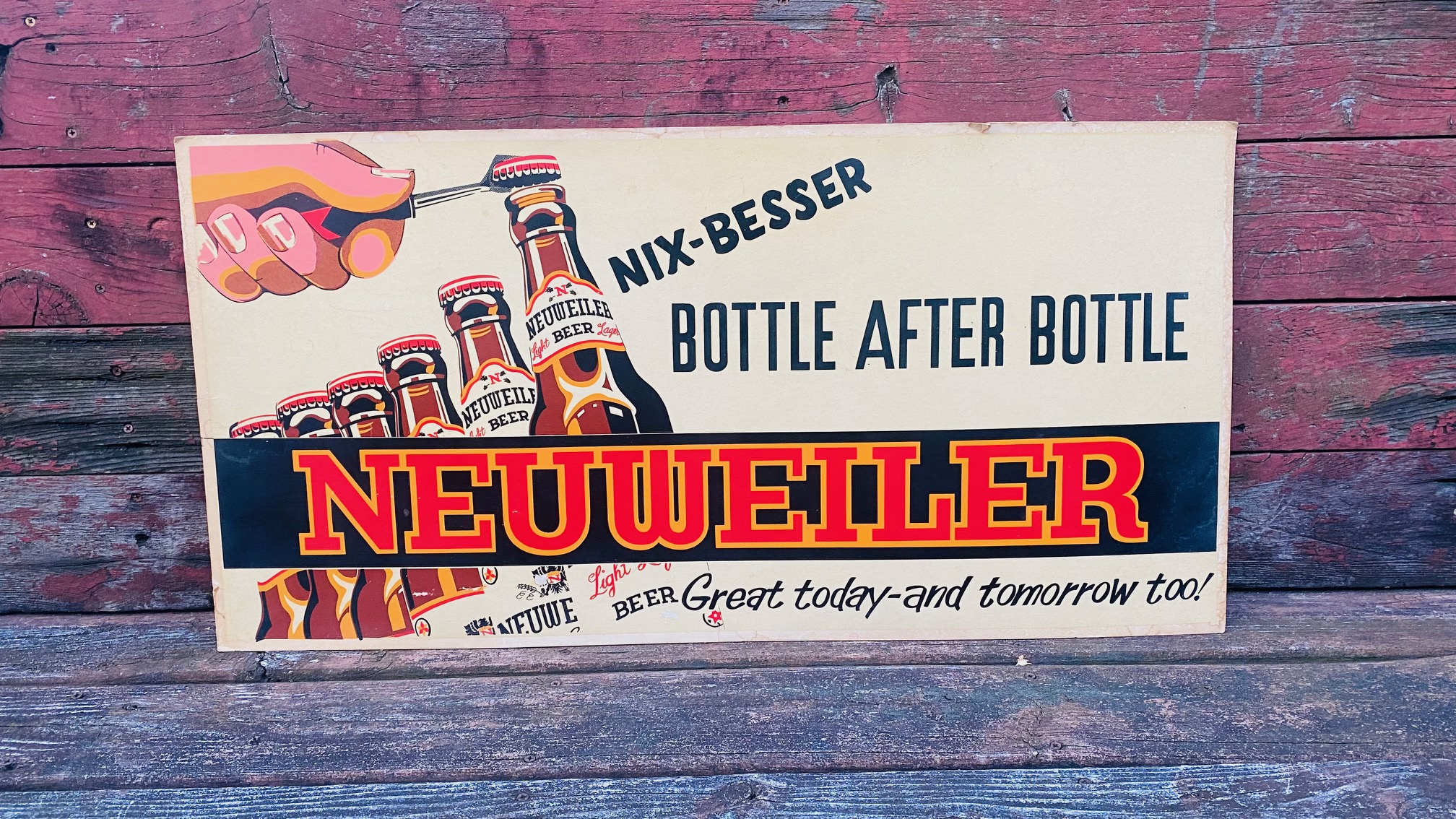 Neuweiler bottled beer cardboard sign brewing company Allentown