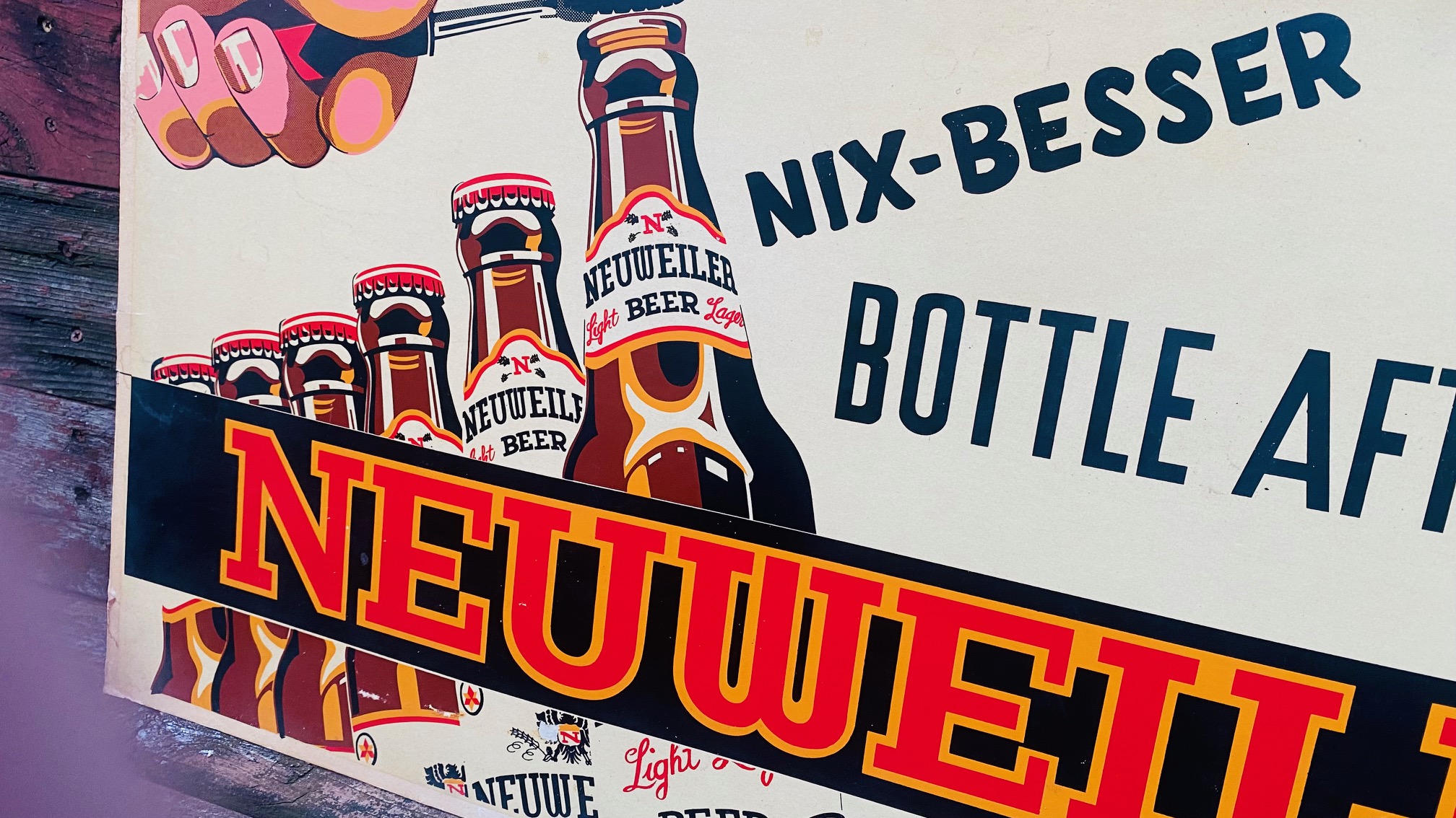 Neuweiler bottled beer cardboard sign brewing company Allentown