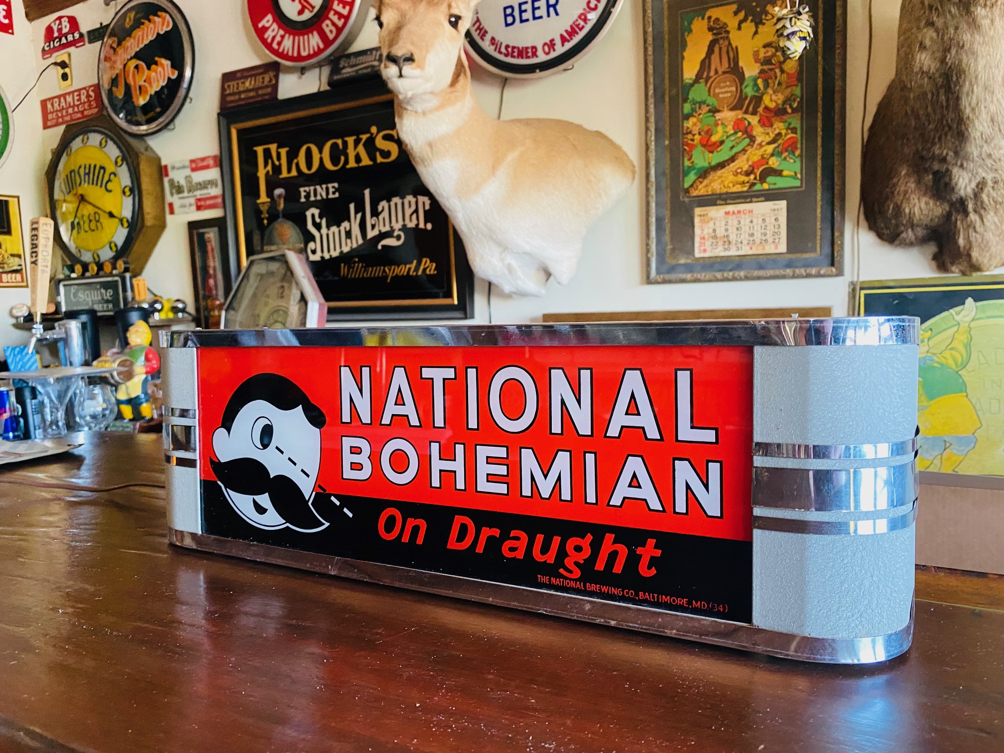 National Bohemian On Draught Lighted Sign Ohio Advertising Display Company Lima