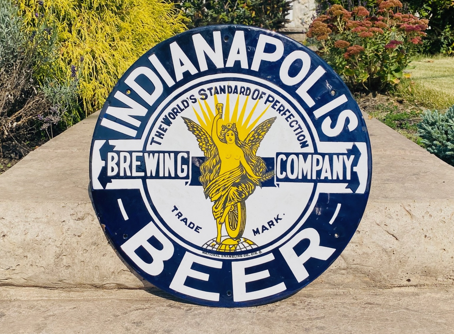 Indianapolis beer porcelain sign brewing company brewery National Enameling Company Cincinnati