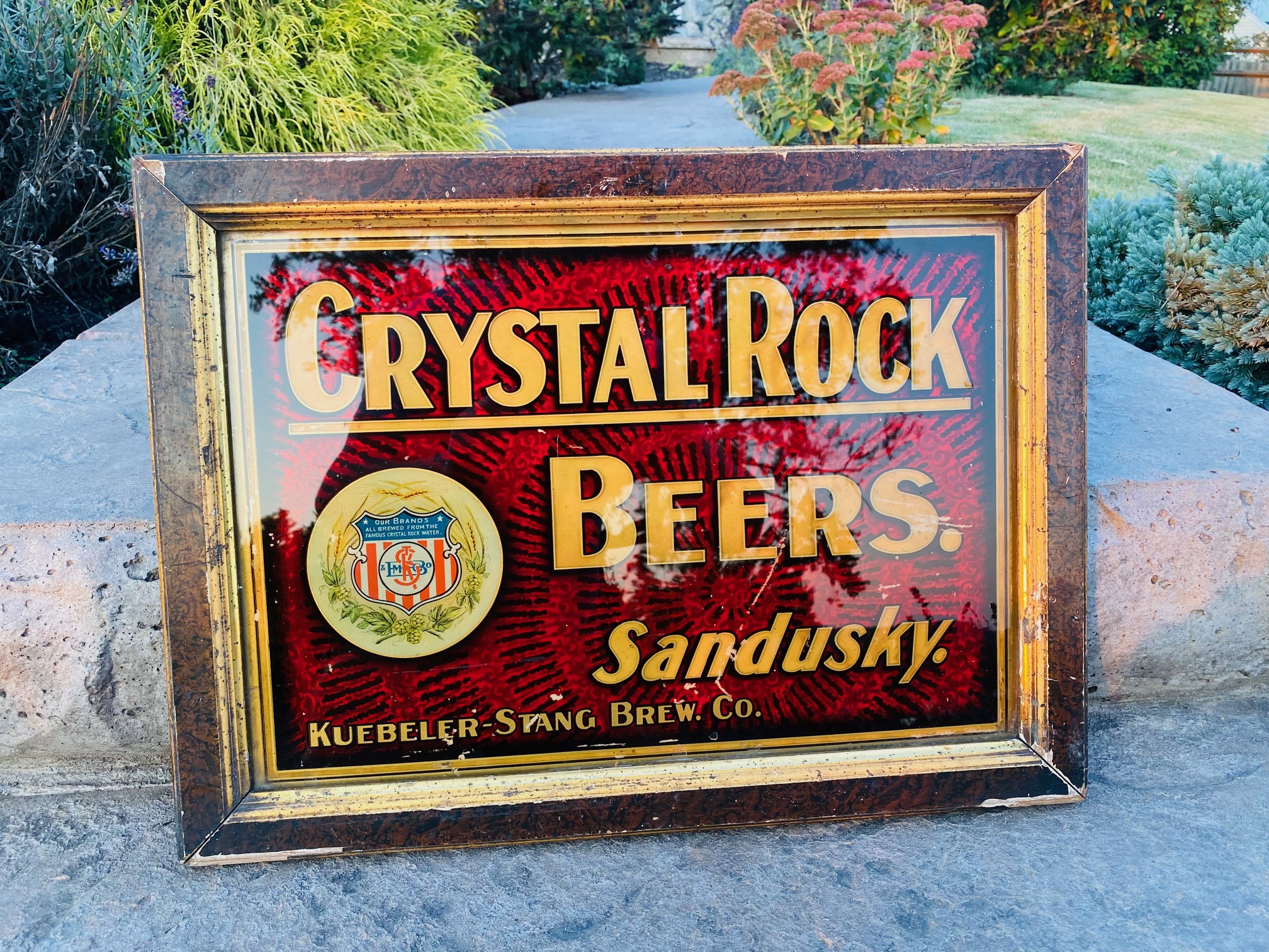 Crystal Rock Beers Sign Kuebeler-Stang Brewing Company Brewery Sandusky