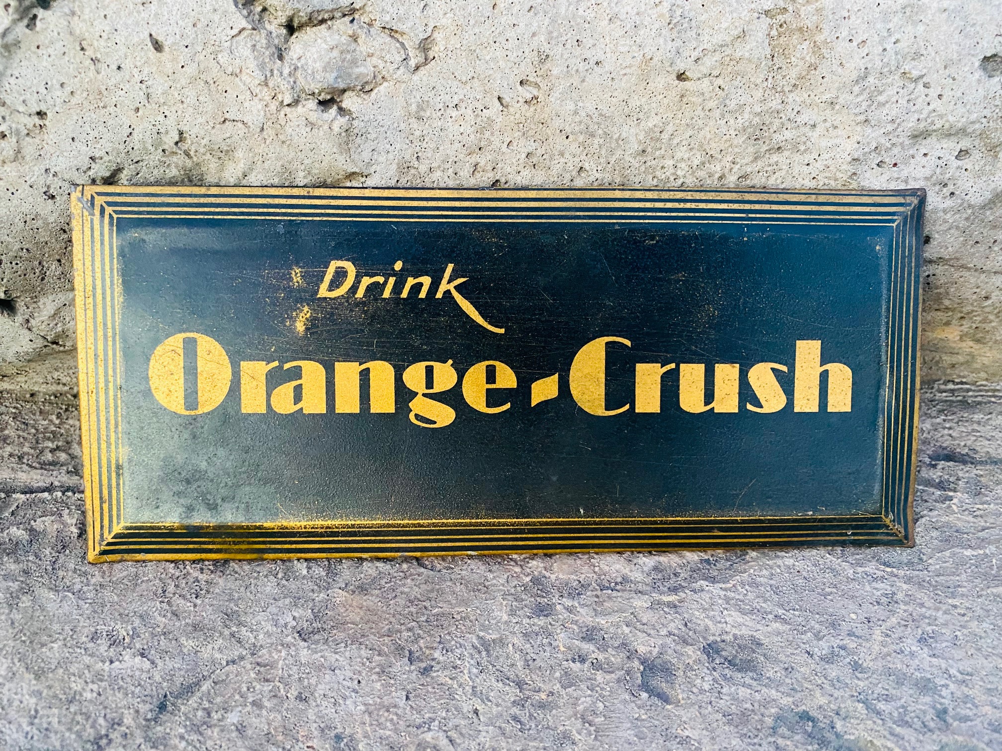 Drink Orange Crush Tin Over Cardboard TOC Sign