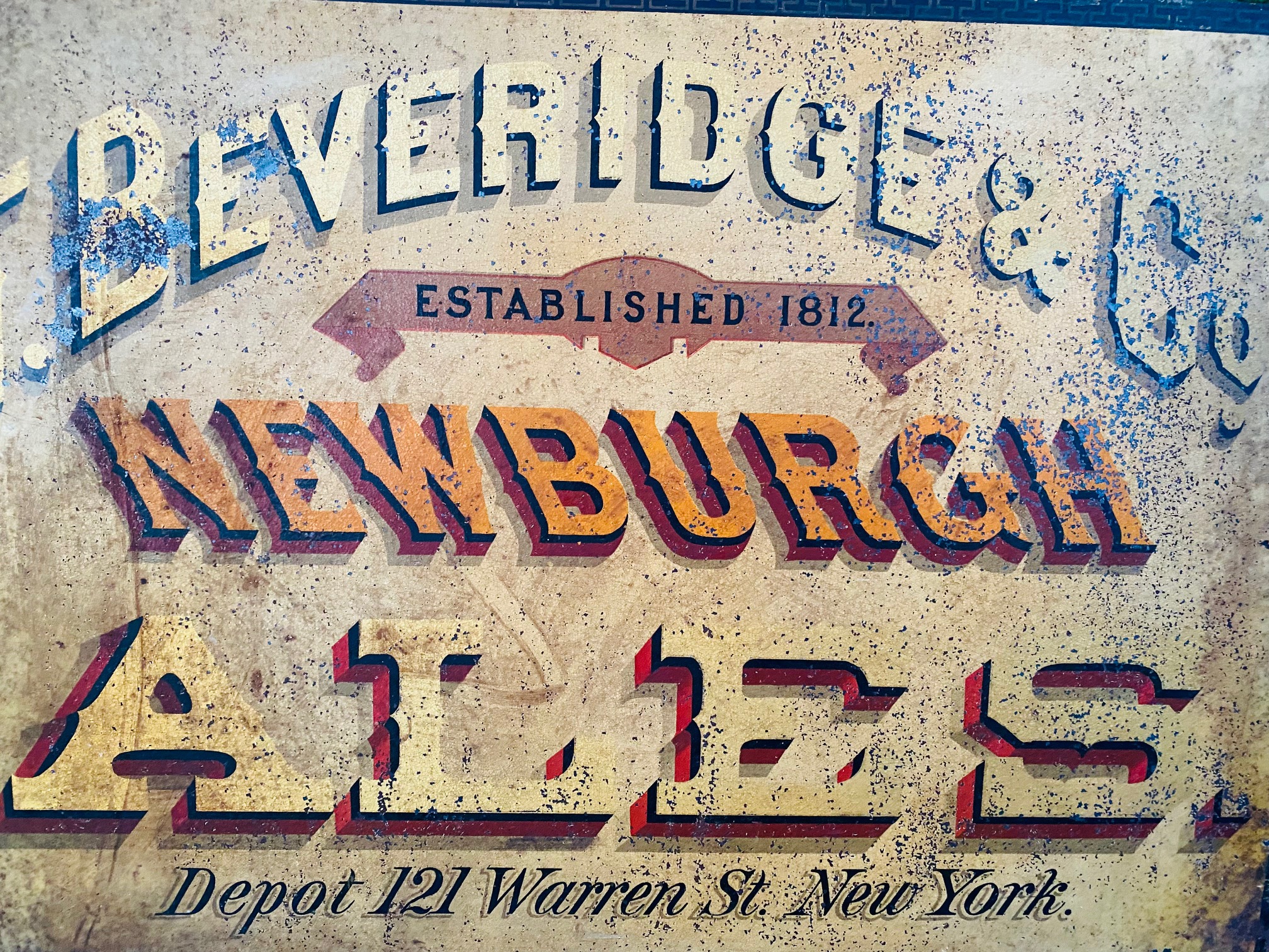 John Beveridge Company Brewery Newburgh Ales Sign New York