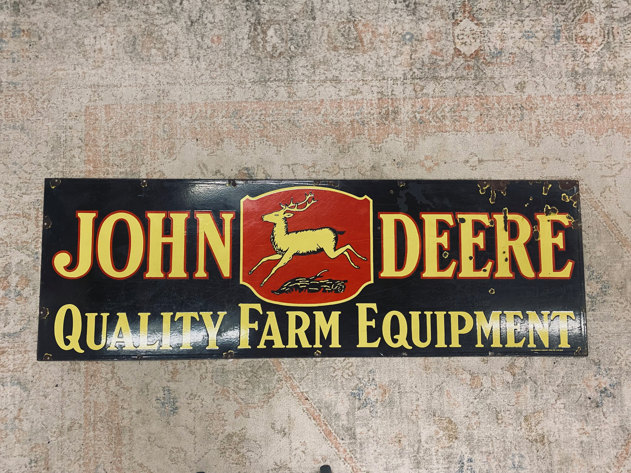 John Deere Porcelain Sign quality farm equipment Burdick Enamel Sign Company Chicago